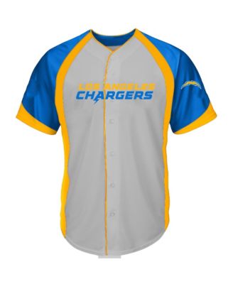Men's  Gray Los Angeles Chargers Big & Tall Button-Up Raglan Fashion Top