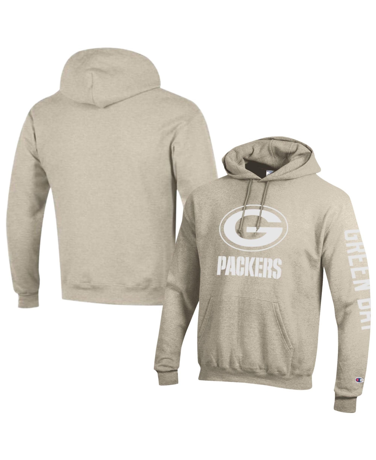 Champion Men's Oatmeal Green Bay Packers Power Blend Hoodie - Oatmeal