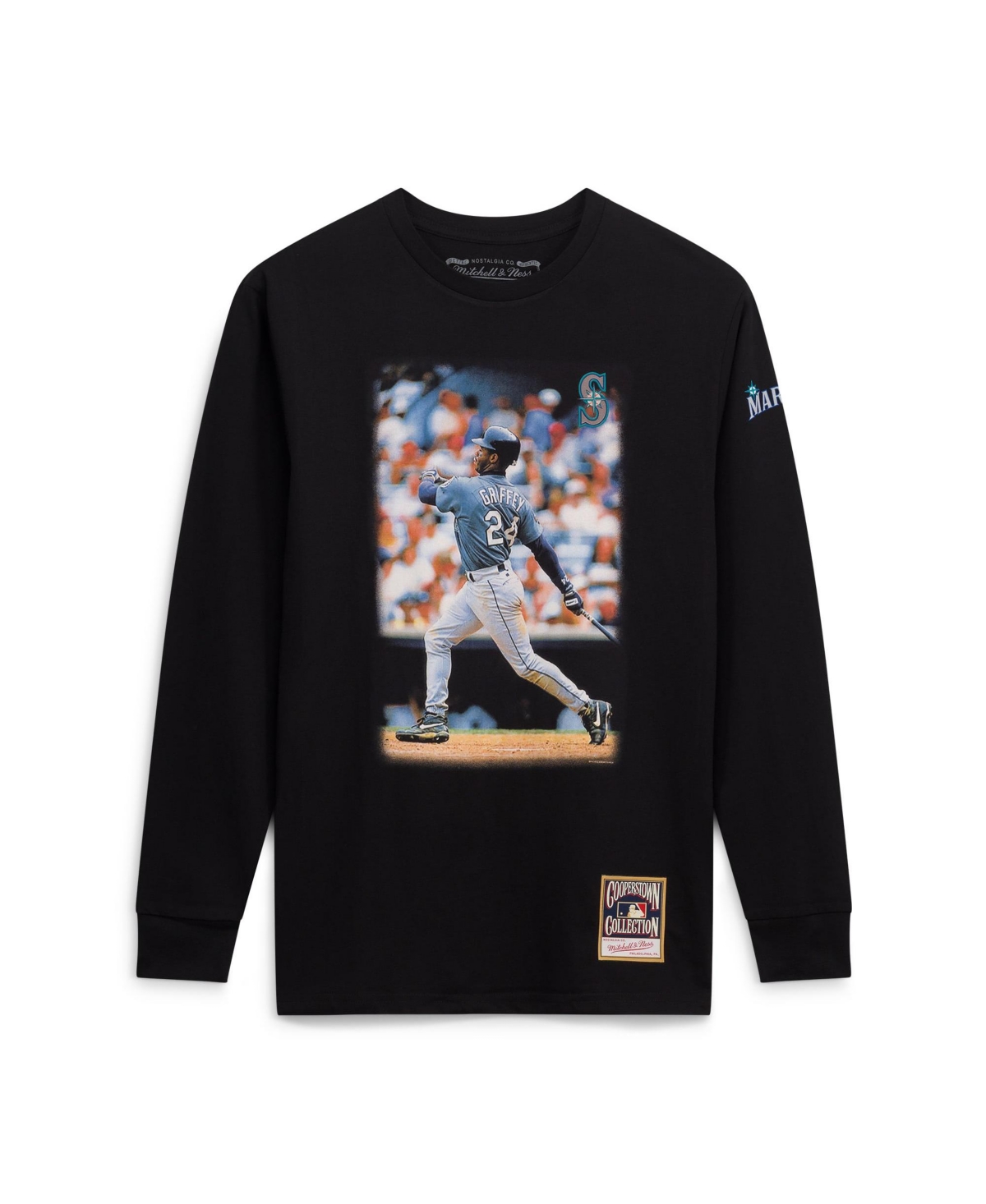 Men's Mitchell & Ness Ken Griffey Jr. Black Seattle Mariners Player Graphic Long Sleeve T-Shirt