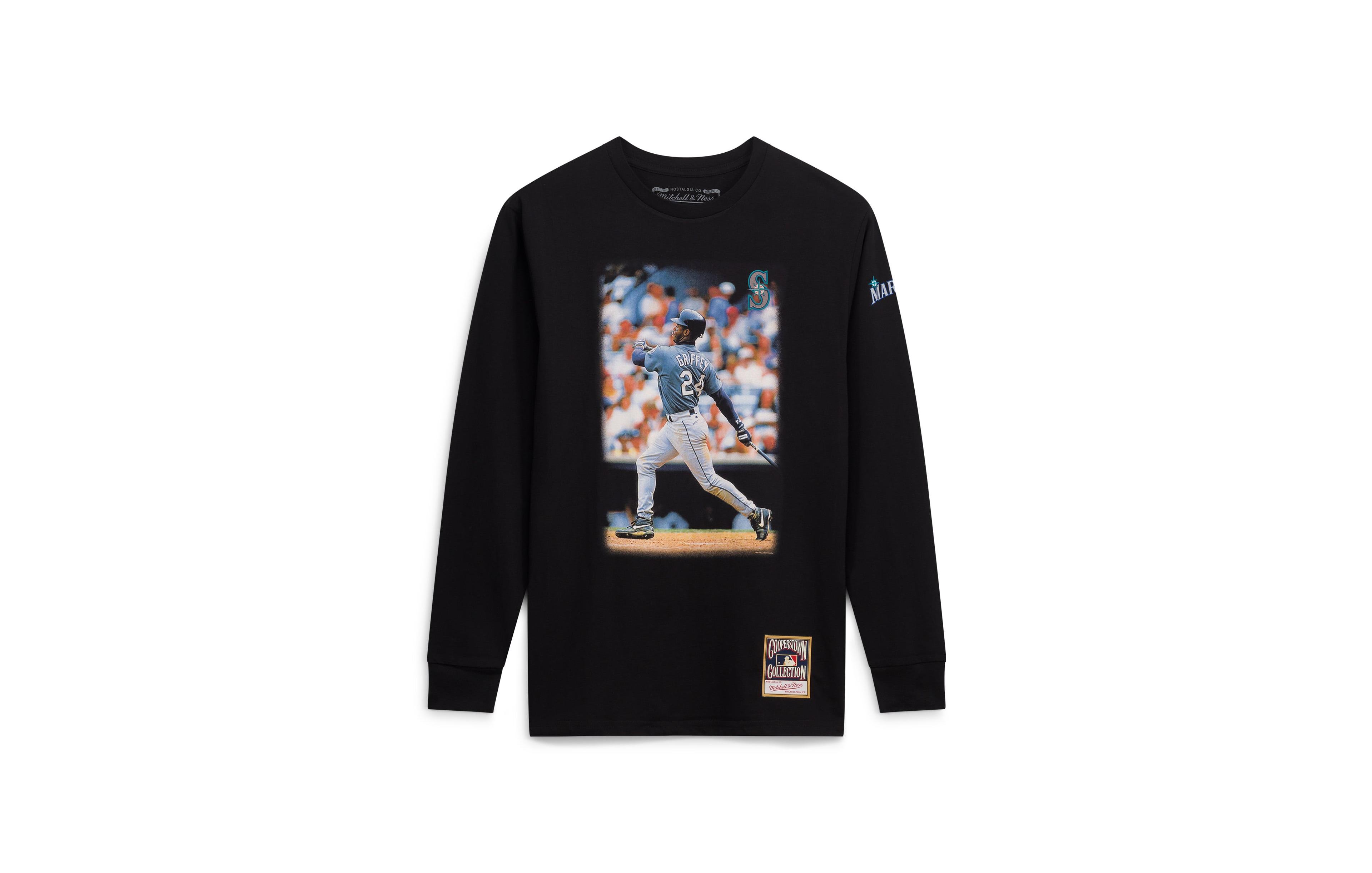 Men's Mitchell & Ness Ken Griffey Jr. Black Seattle Mariners Player Graphic Long Sleeve T-Shirt