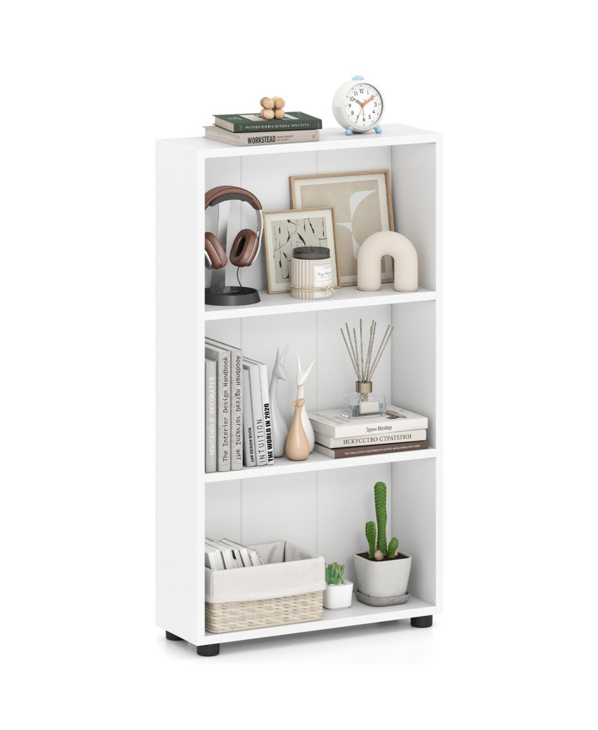 Mecale 3-Tier Bookcase 42 in Tall Book Shelf with Anti-Tipping Kit