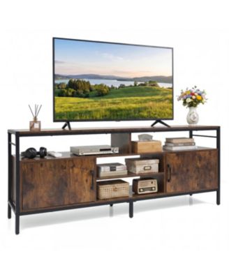 58 in Industrial TV Stand with Cabinets and Adjustable Shelf for TV