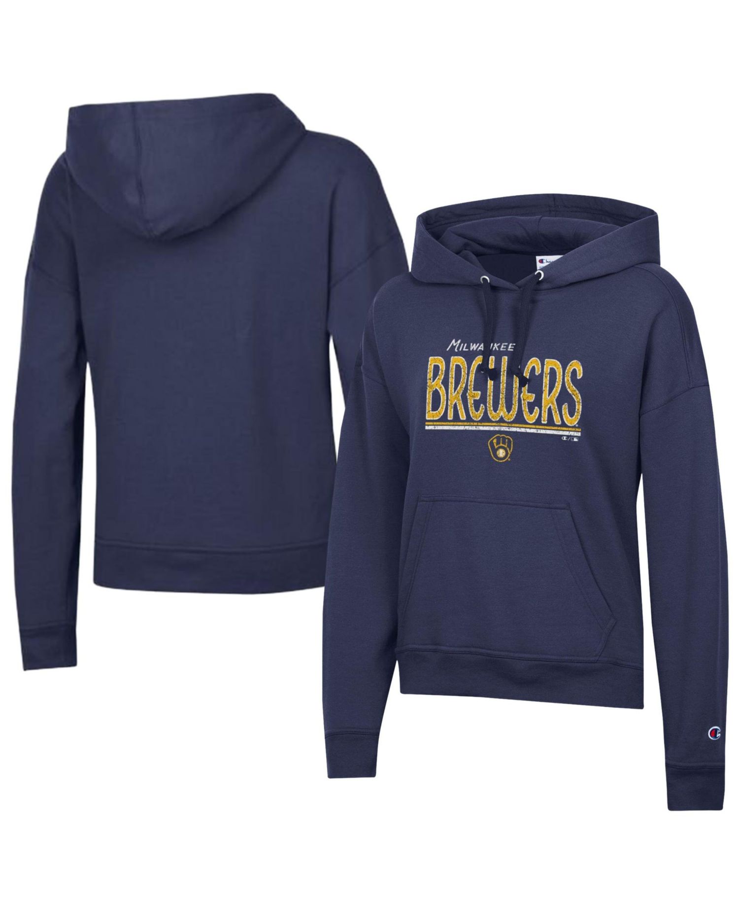Women's Navy Milwaukee Brewers Vintage Powerblend Hoodie