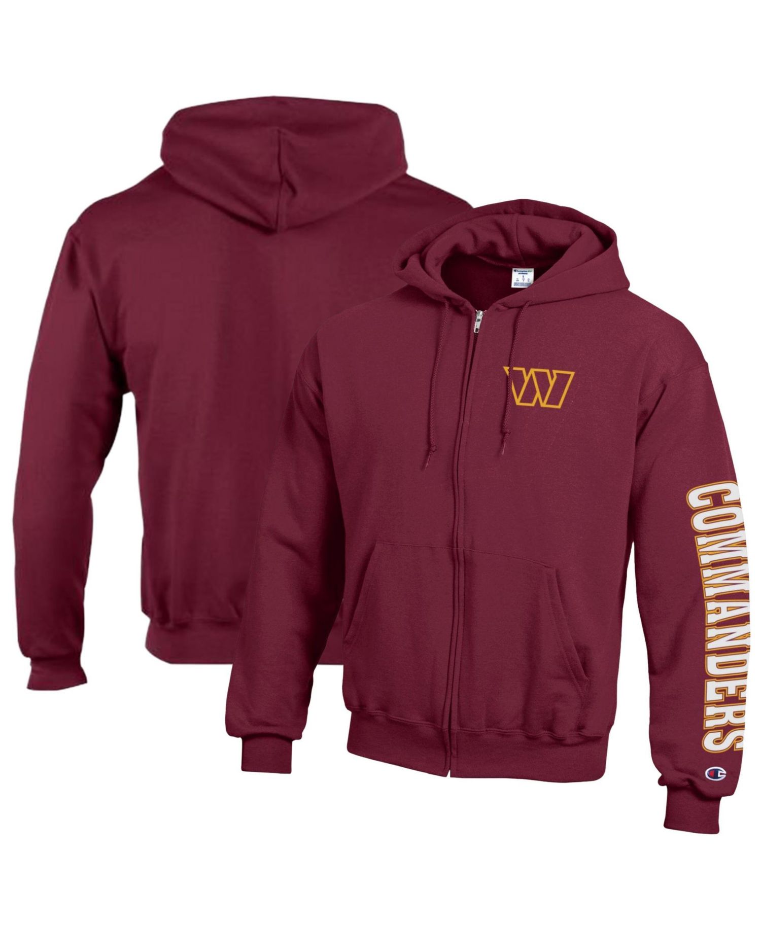 Men's Burgundy Washington Commanders Powerblend Fleece Full-Zip Hoodie