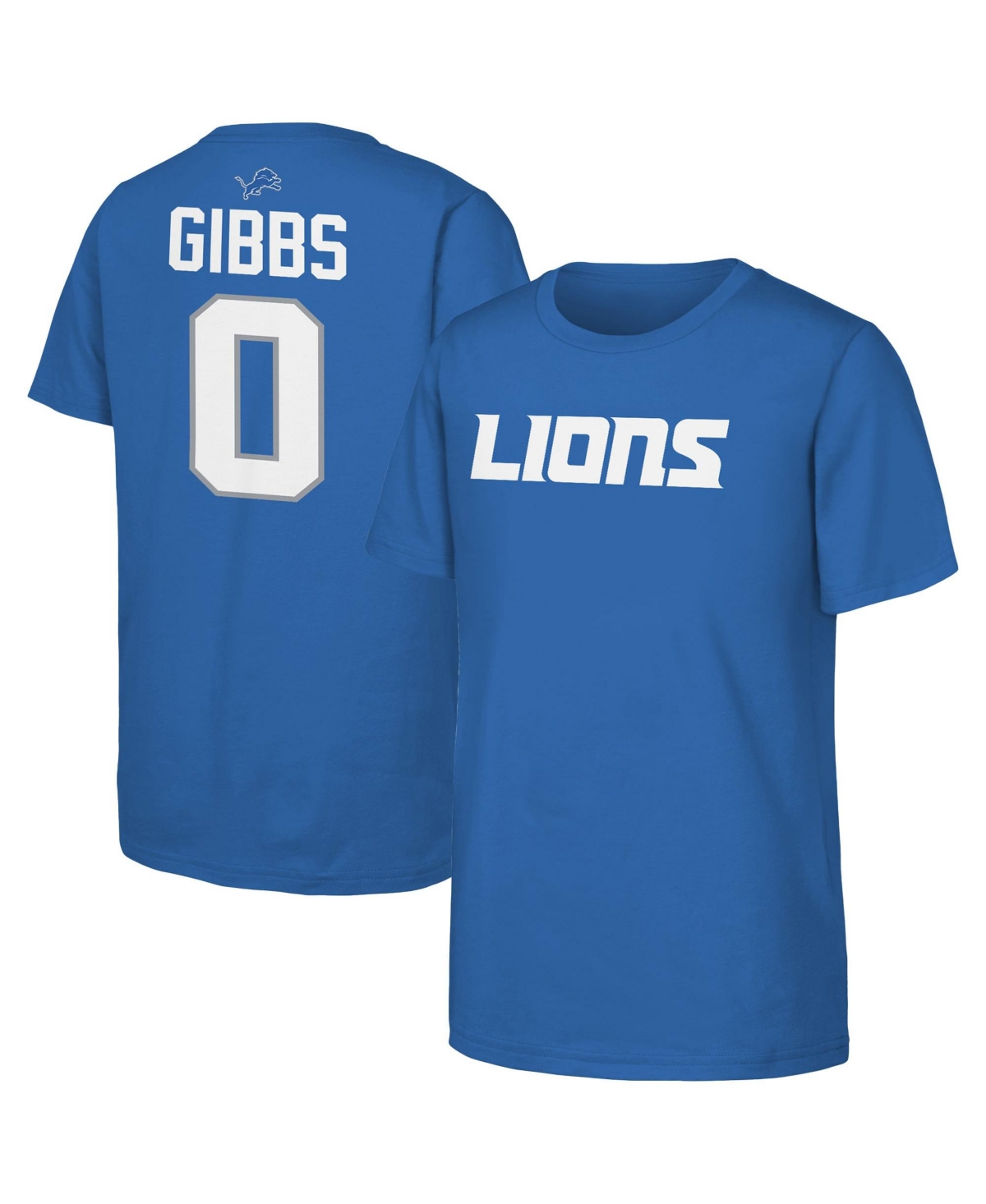 Outerstuff Big Boys' and Girls' Jahmyr Gibbs Blue Detroit Lions Name Number T-Shirt - Blue