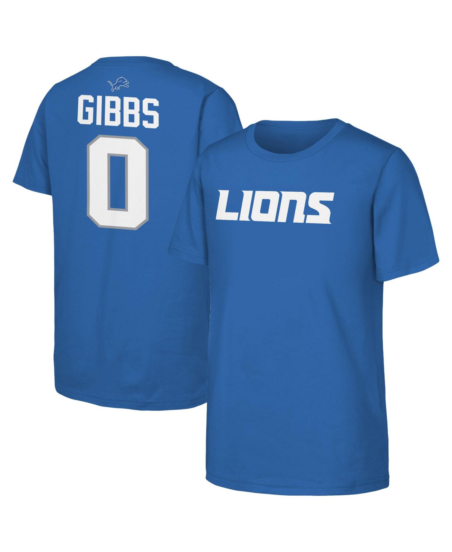 Big Boys and Girls Jahmyr Gibbs Blue Detroit Lions Name & Number T-Shirt