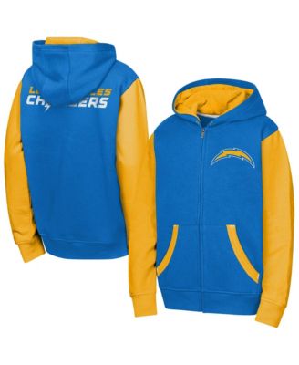 Big Boys and Girls Powder Blue Los Angeles Chargers Stadium Colorblock Full-Zip Hoodie