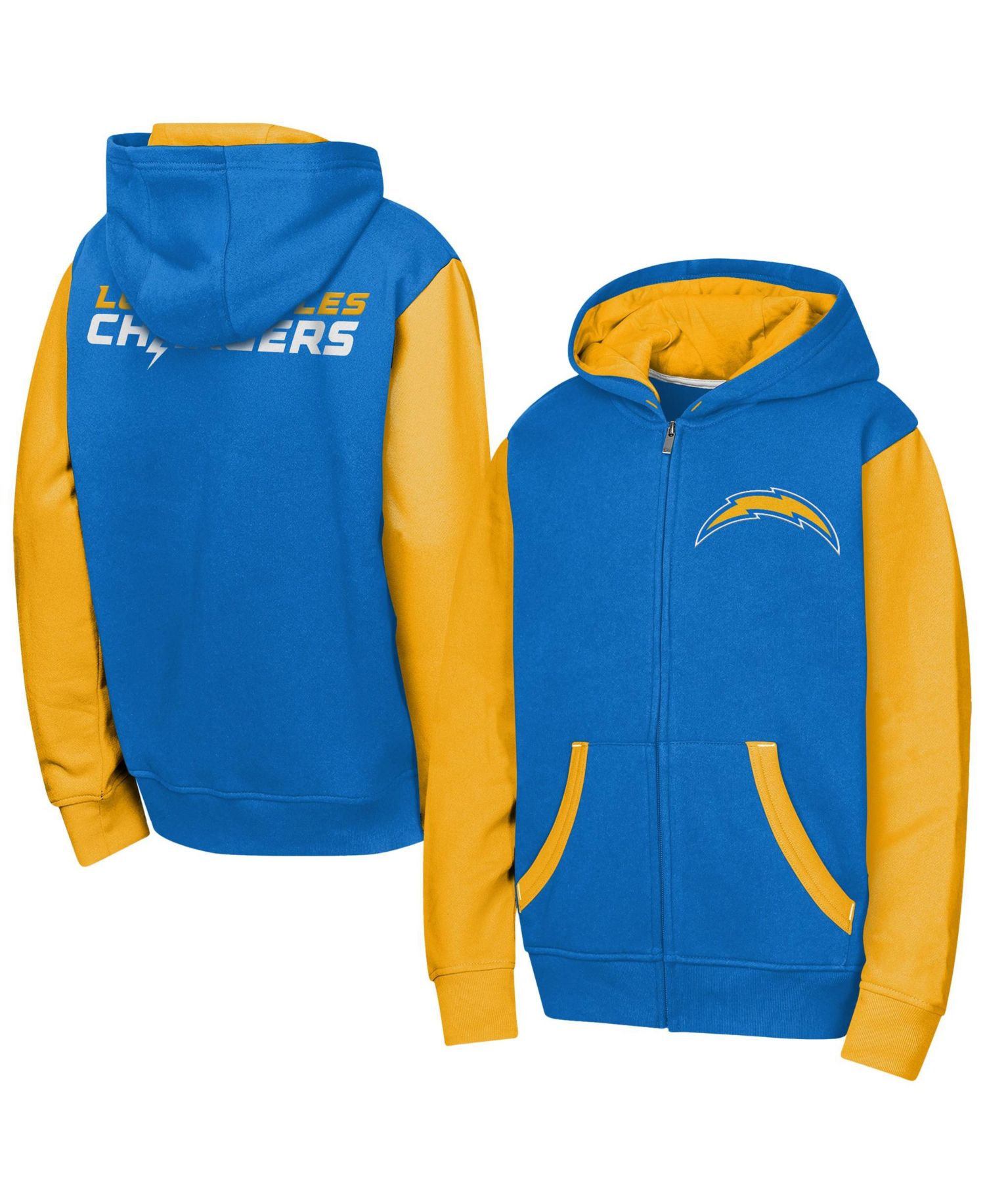 Big Boys and Girls Powder Blue Los Angeles Chargers Stadium Colorblock Full-Zip Hoodie