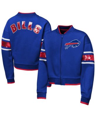 Big Girls Royal Buffalo Bills MVP Full-Zip Sequin Bomber Jacket