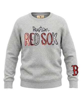 Big Girls Heather Gray Boston Red Sox Nantucket Sequin Fleece Crewneck Sweatshirt