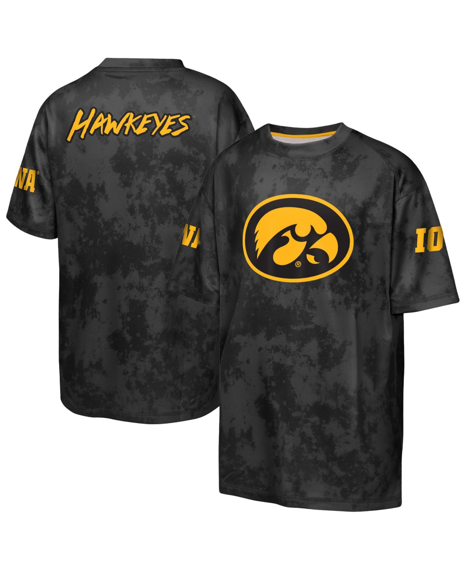 Big Boys and Girls Black Iowa Hawkeyes Off-Side Sublimated T-Shirt