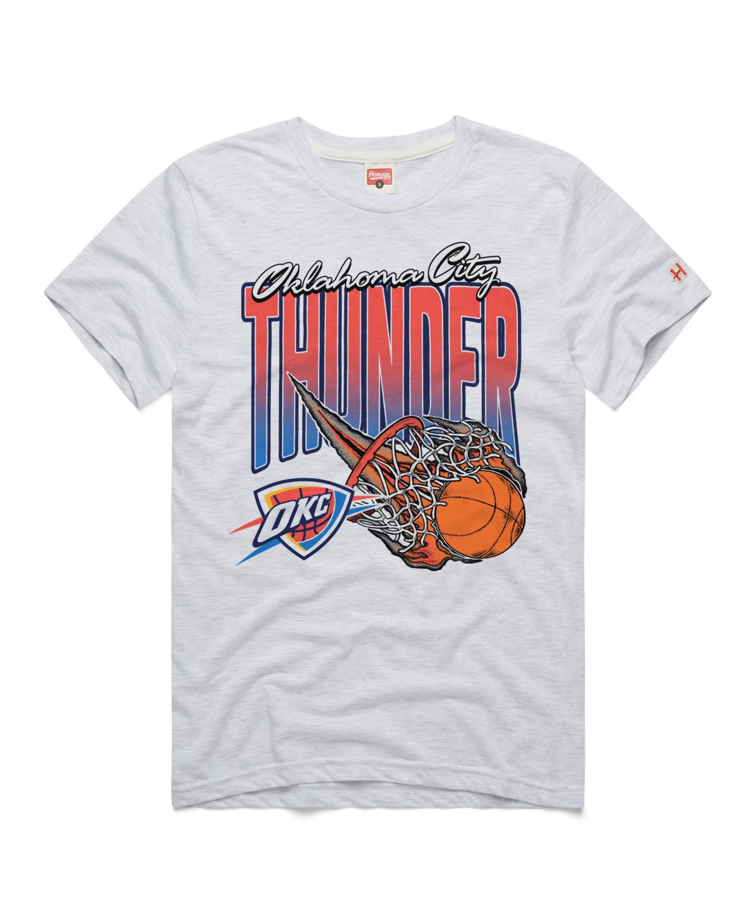 Men's and Women's Ash Oklahoma City Thunder On Fire Tri-Blend T-Shirt