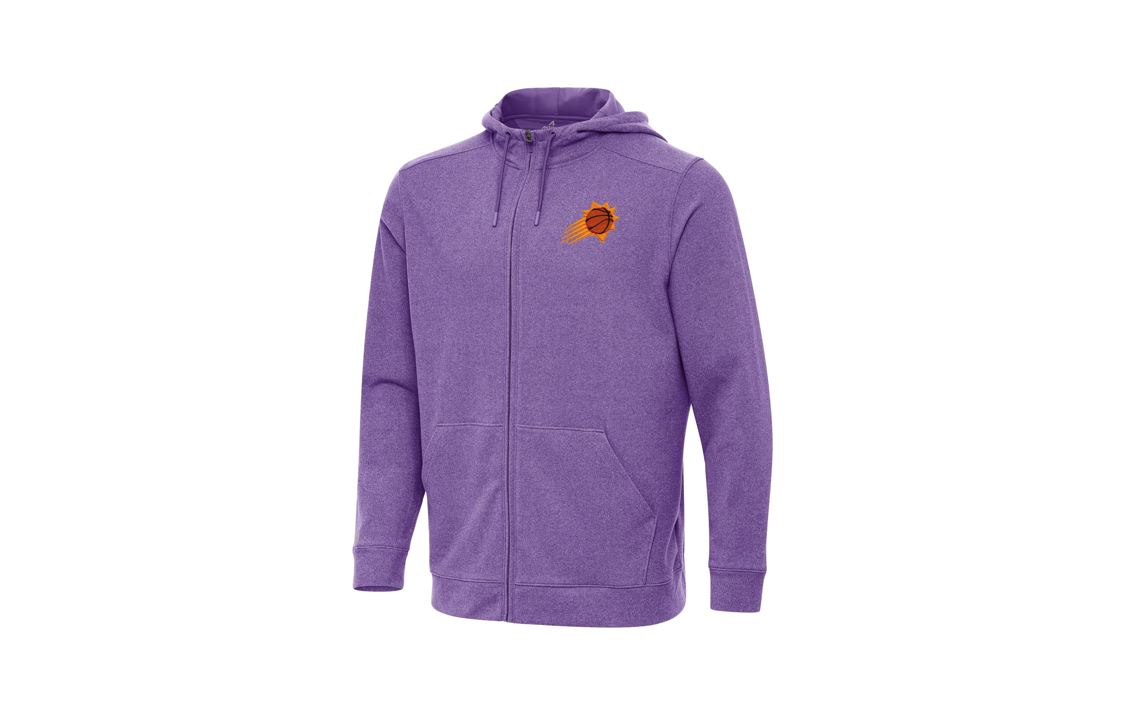 Men's Antigua Heather Purple Phoenix Suns Effortless Full-Zip Hoodie Jacket