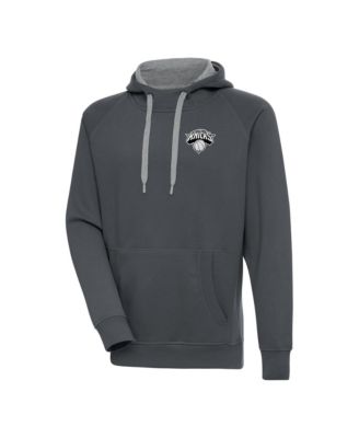 Men's Charcoal New York Knicks Metallic Logo Victory Raglan Pullover Hoodie