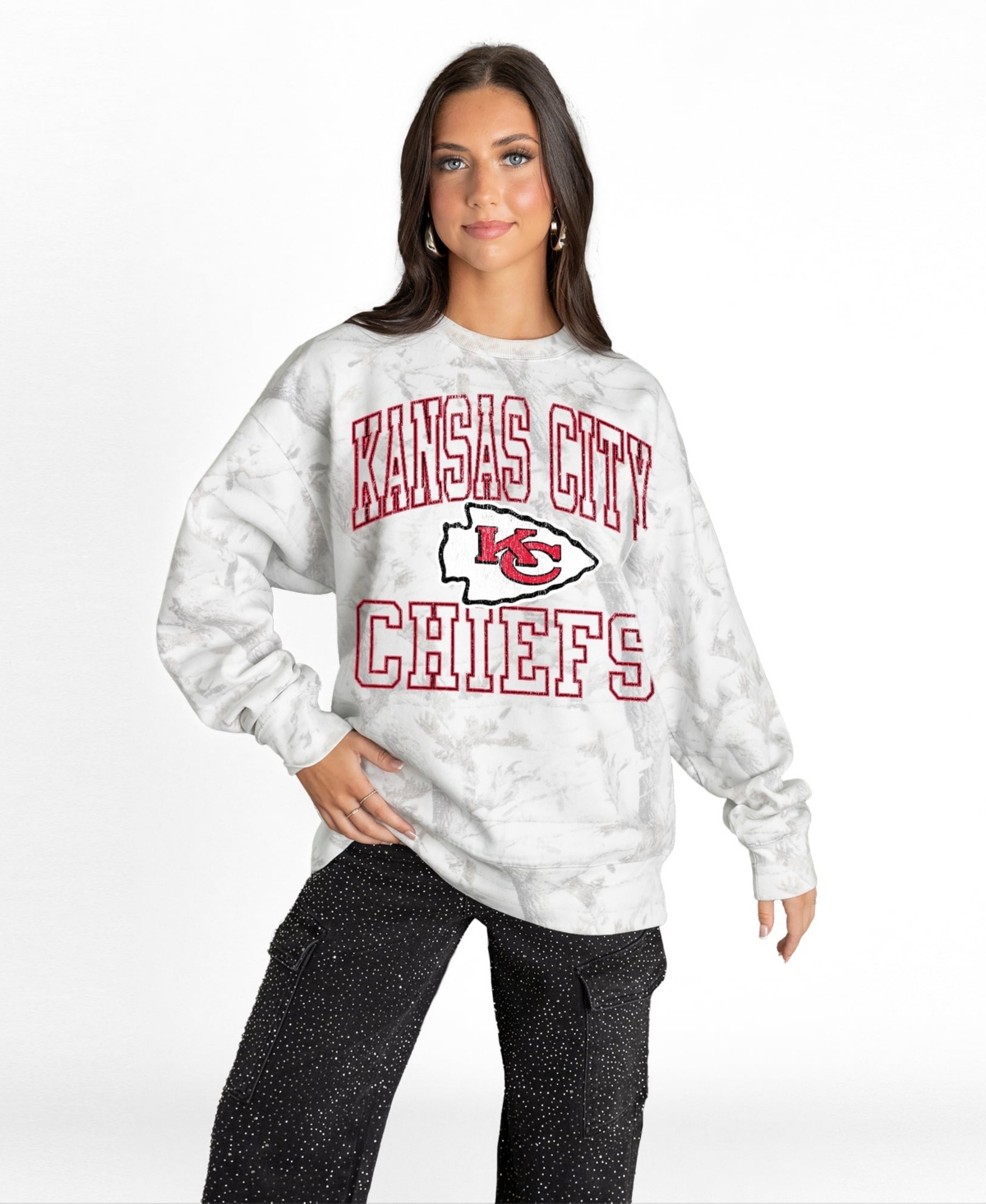 Gameday Couture Women's Arctic Camo Kansas City Chiefs Whiteout Oversized Premium Fleece Sweatshirt