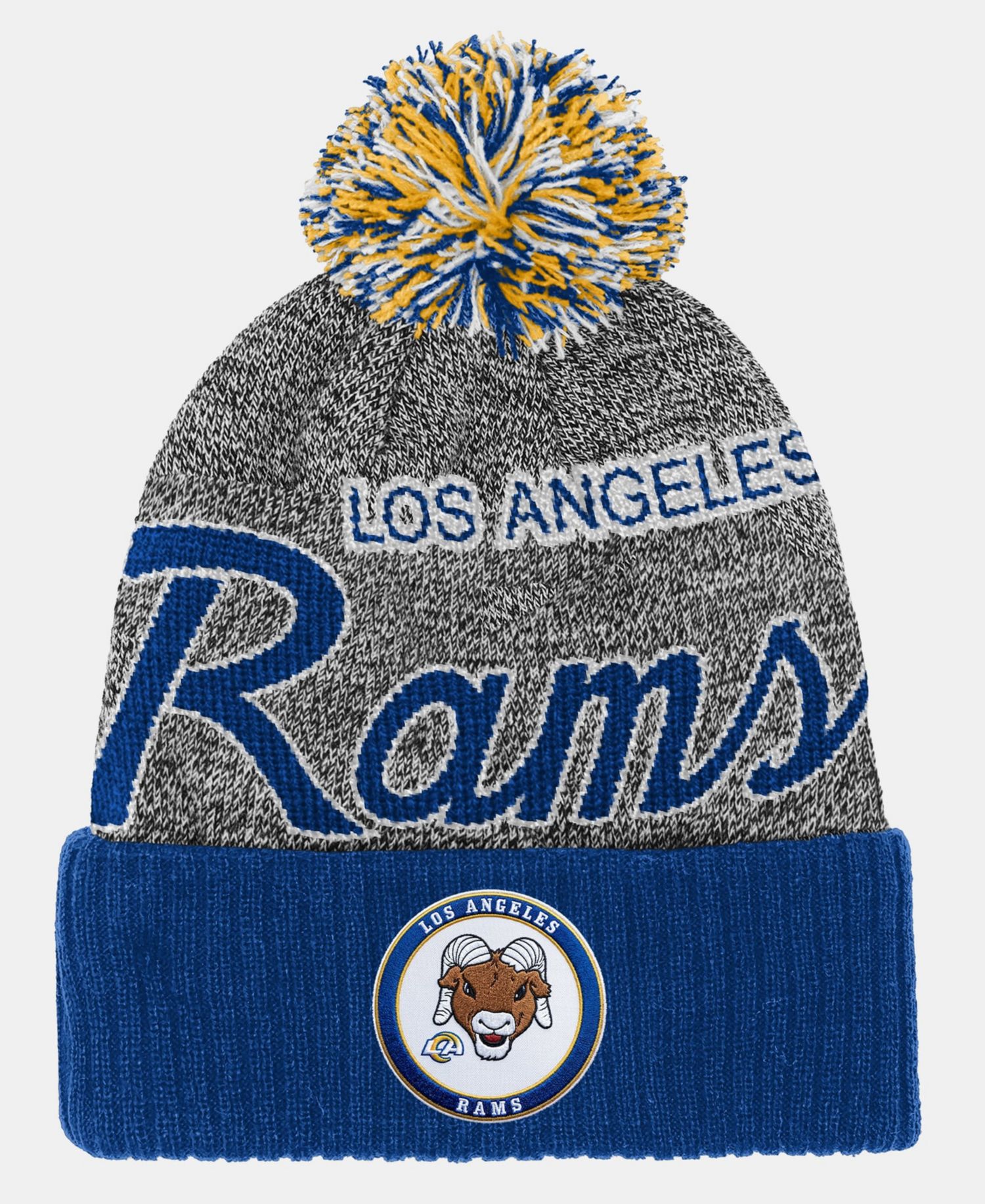 Big Boys and Girls Royal Los Angeles Rams Cuffed Knit Hat with Puff