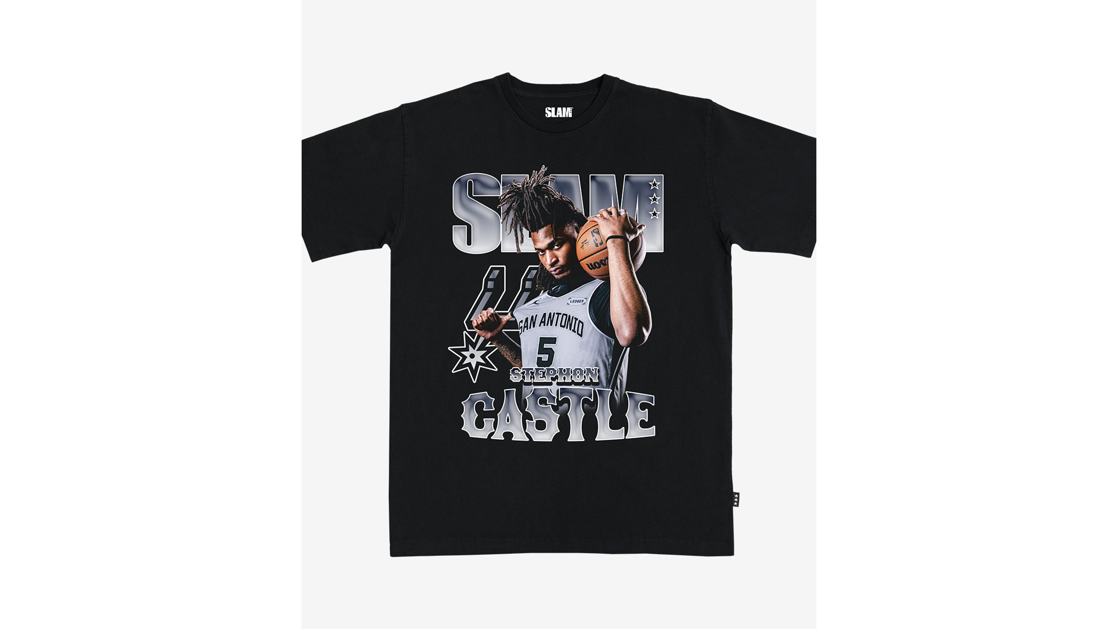 Men's and Women's Slam Stephon Castle Black San Antonio Spurs Remix Heavyweight T-Shirt