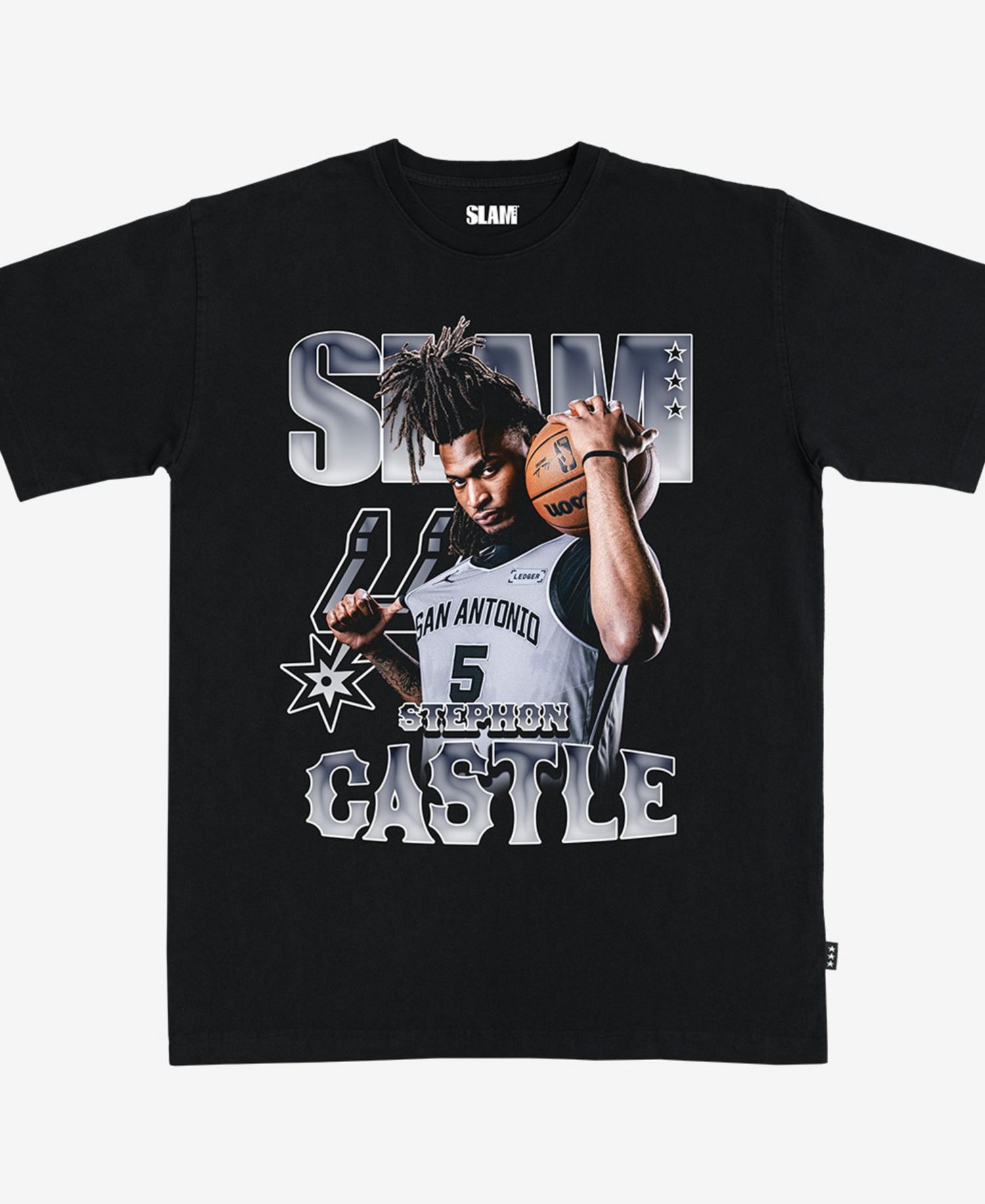 Men's and Women's Stephon Castle Black San Antonio Spurs Remix Heavyweight T-Shirt