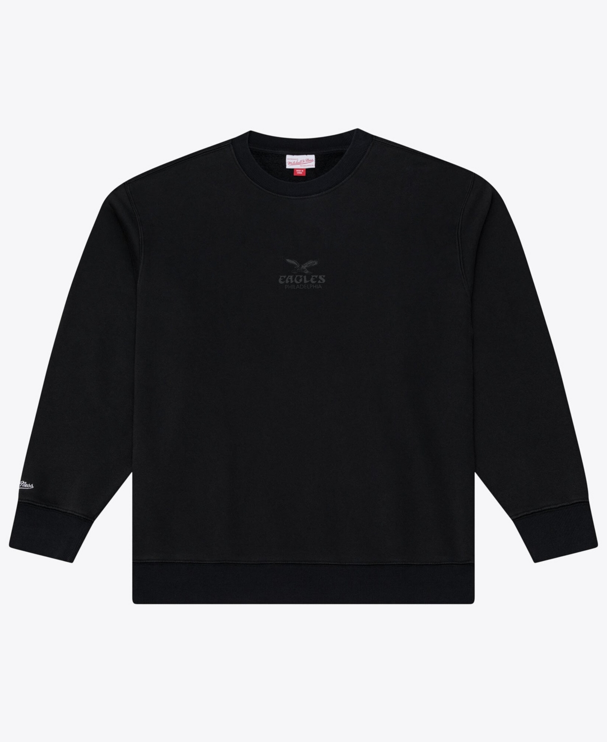 Men's Mitchell & Ness Black Philadelphia Eagles Core Essentials Micro Logo Fleece Sweatshirt - Black