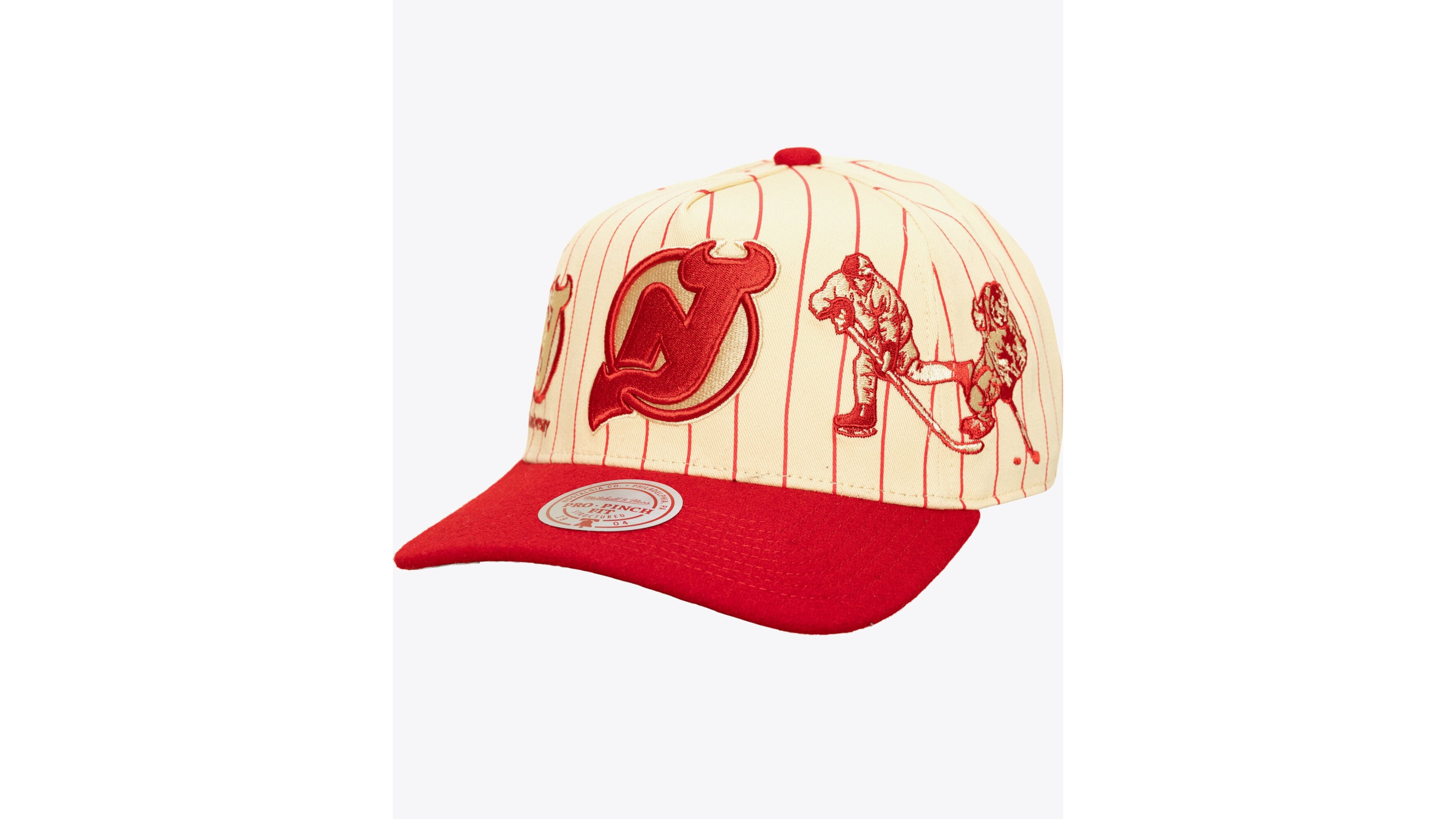Mitchell & Ness Men's Cream New Jersey Devils Retro Roots Stripe Pro Snapback Hat