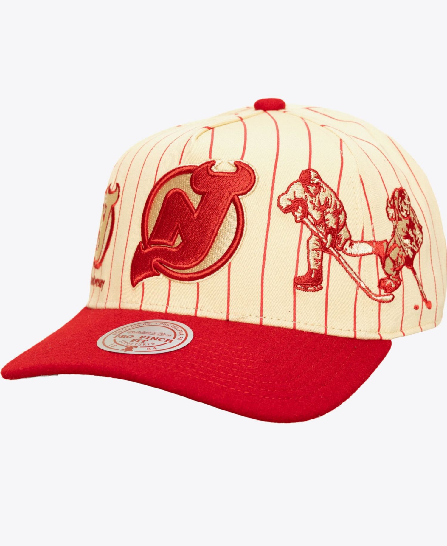 Men's Cream New Jersey Devils Retro Roots Vintage Stripe Pro Snapback Hat