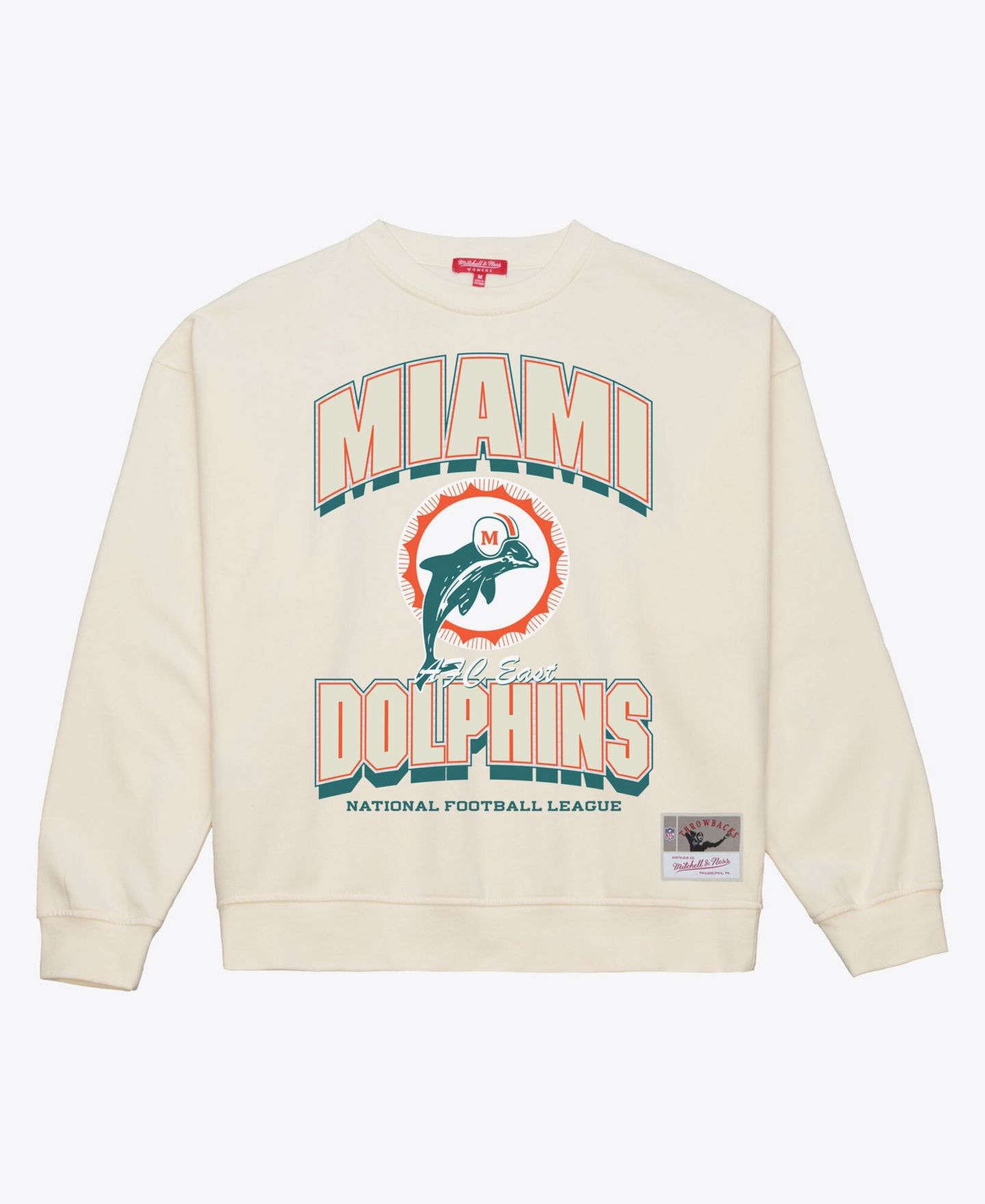 Женская толстовка Mitchell & Ness Cream Miami Dolphins Tonal Arch — фото 1