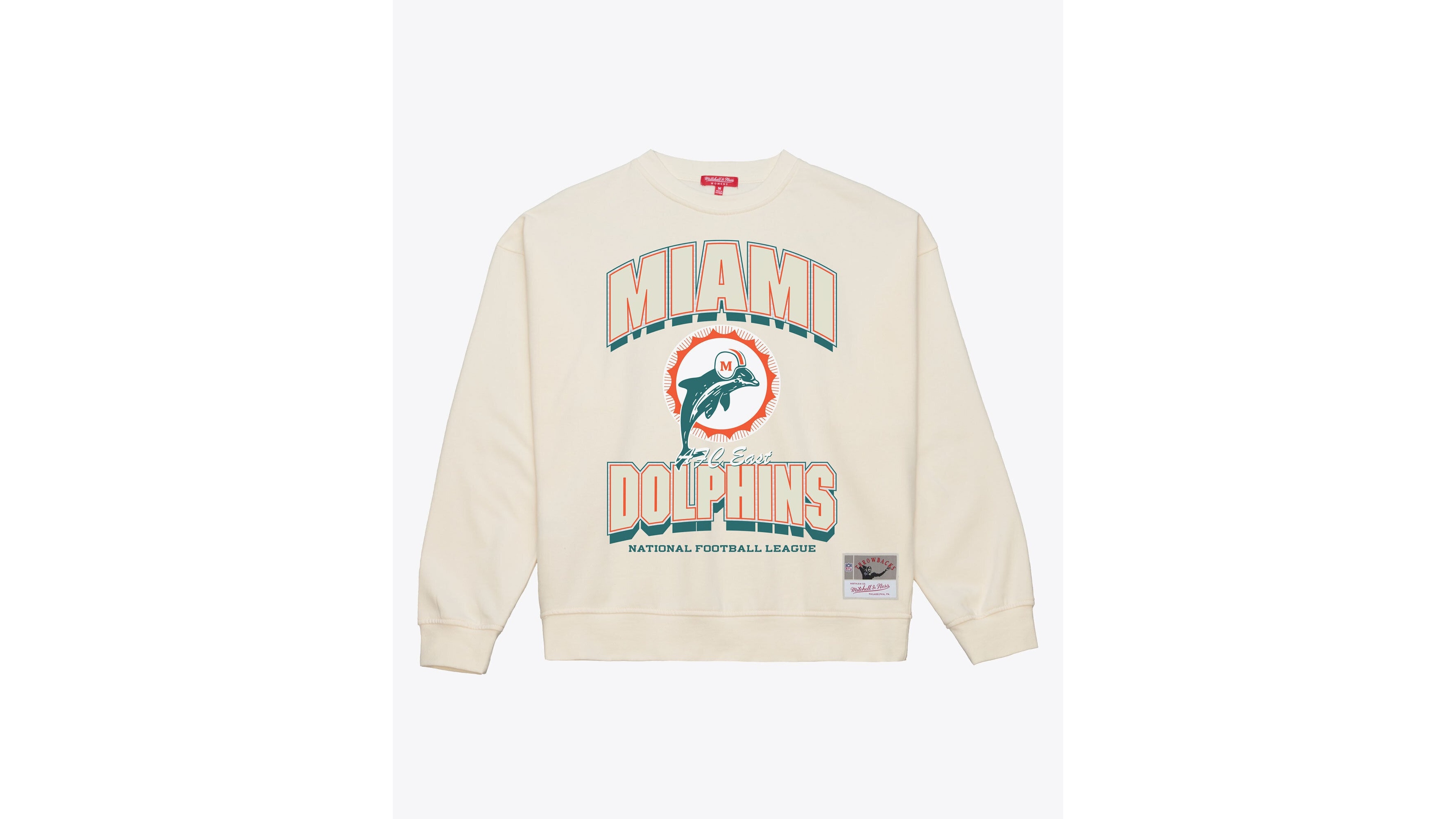 Mitchell & Ness Women's Cream Miami Dolphins Tonal Arch Sweatshirt