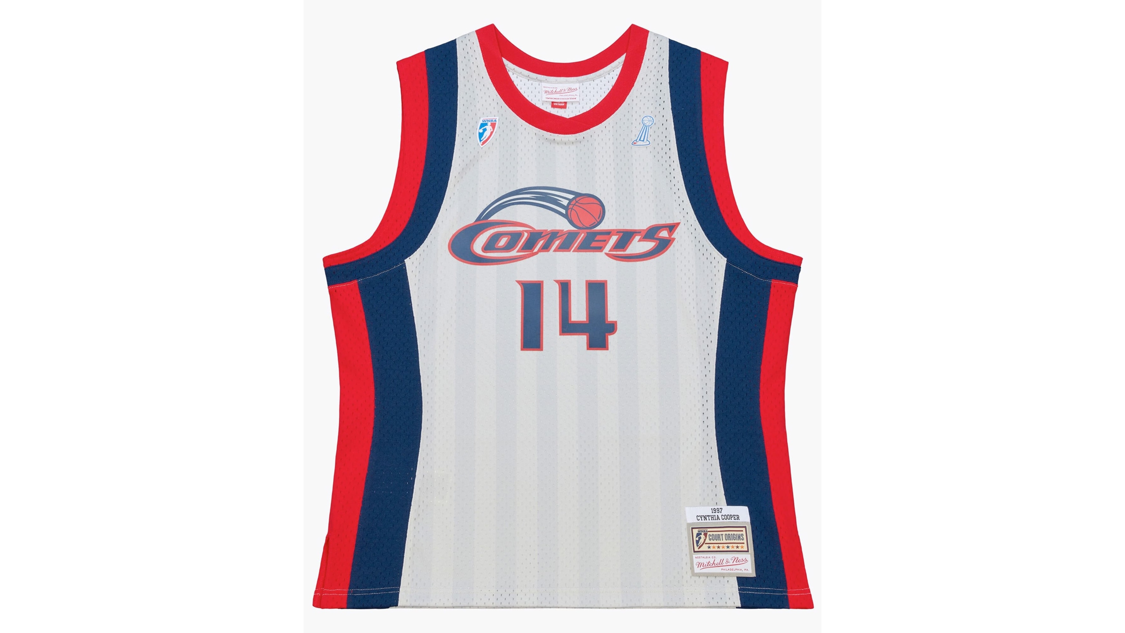 Men's and Women's Mitchell & Ness Cynthia Cooper Silver Houston Comets 1997 Swingman Jersey - Court Origins