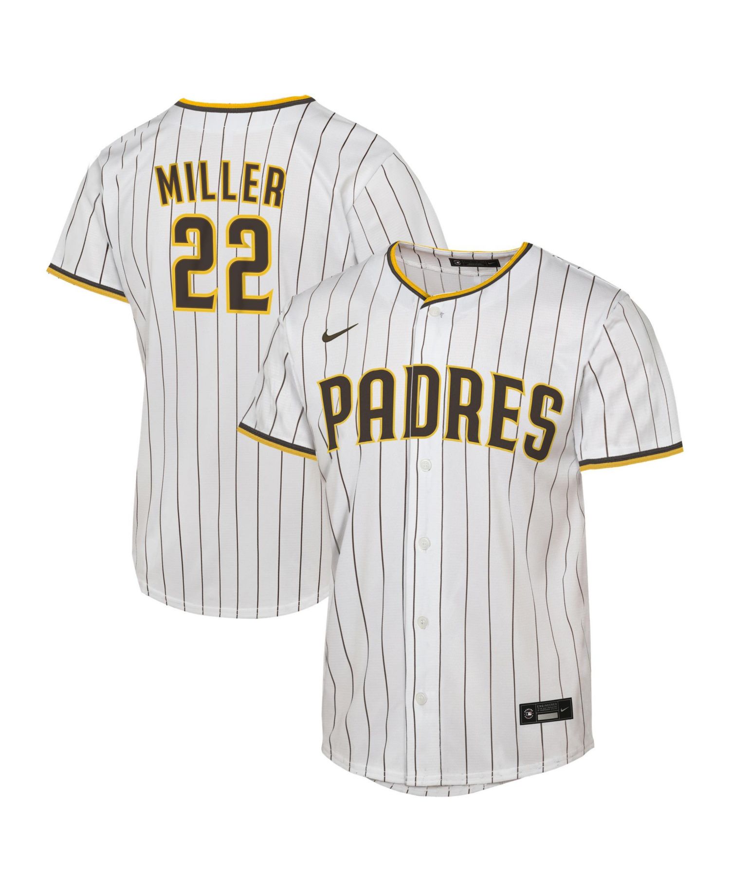 Big Boys and Girls Mason Miller White San Diego Padres Home Replica Jersey