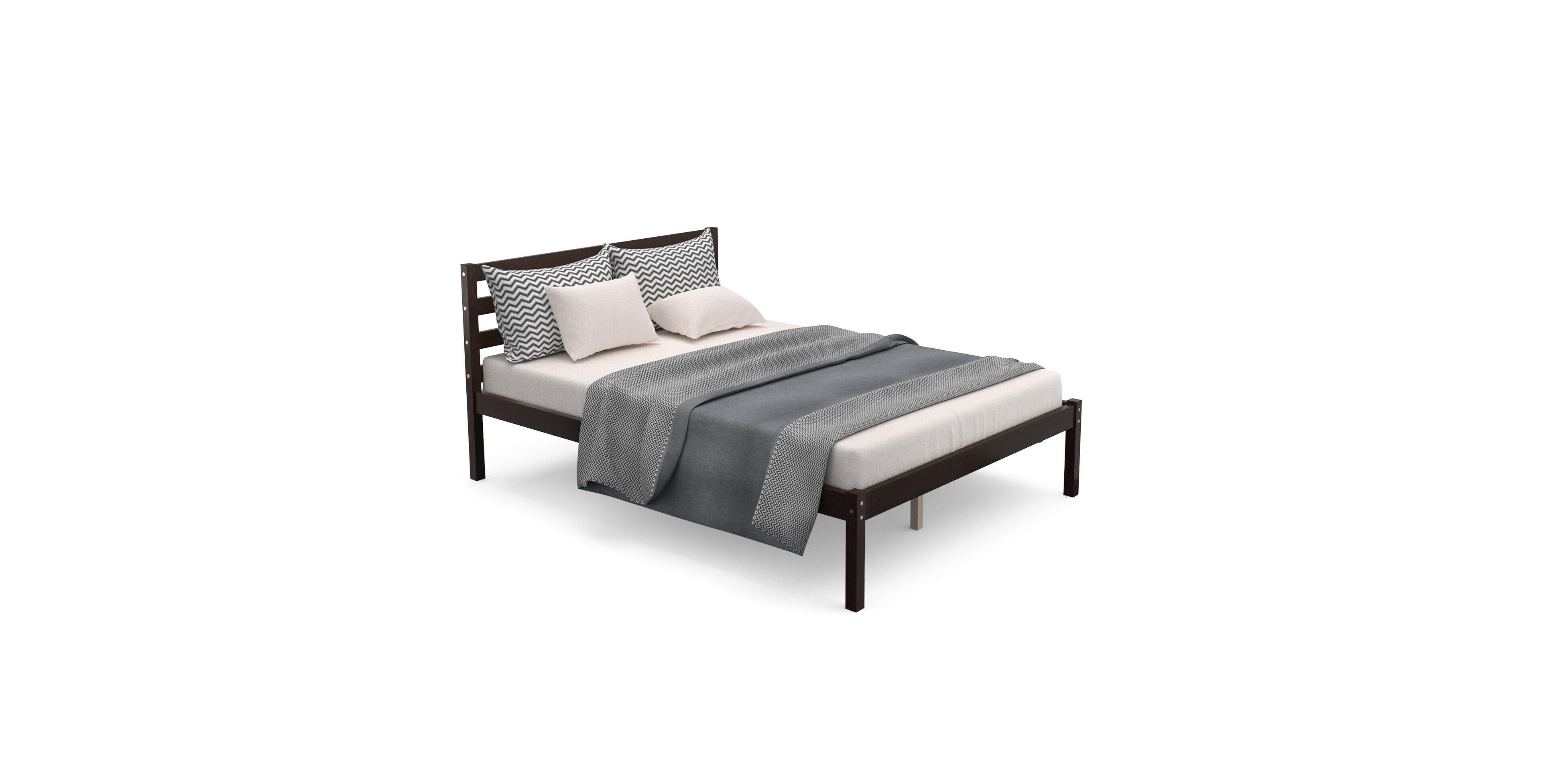 Mecale Full Size Foundation with Solid Wooden Slat Suppor Bed Frame