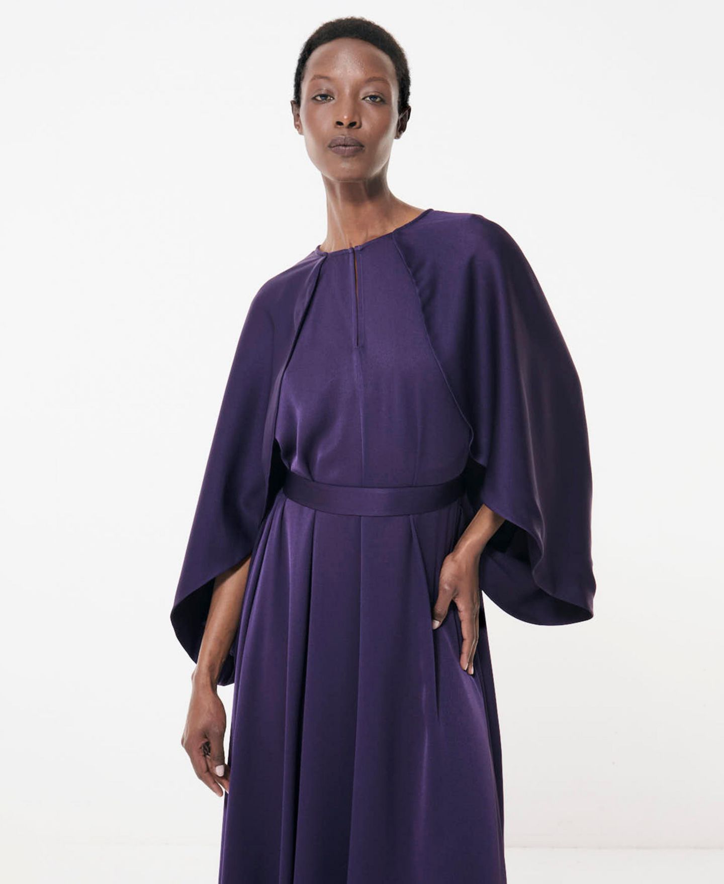Женское платье Leem Cape-Sleeve Belted A-Line, цвет: Фиолетовый — фото 4