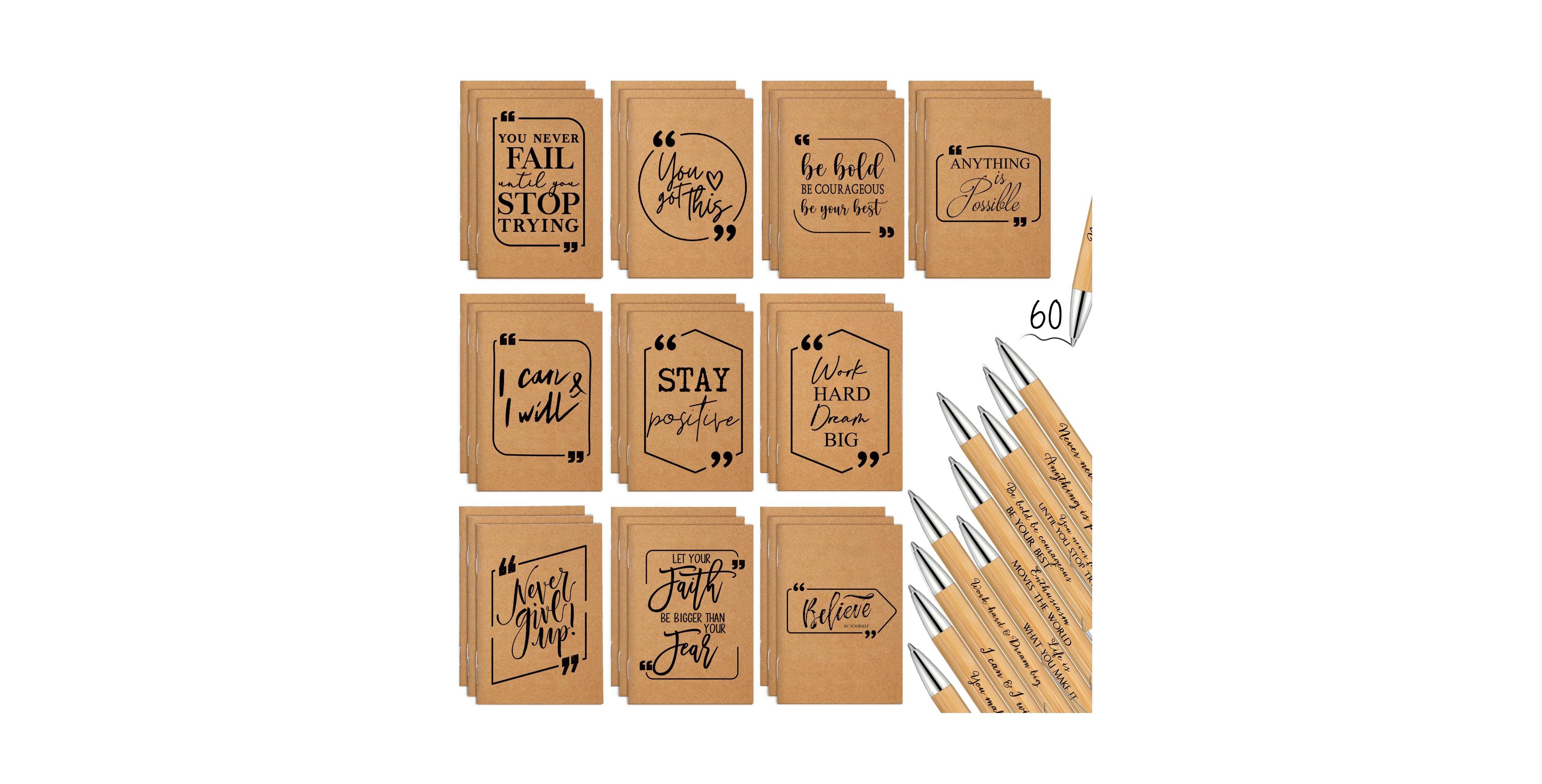 Danrong 200 Motivational Pens and Notebooks Bulk Retro Positive Quote Stationery Set