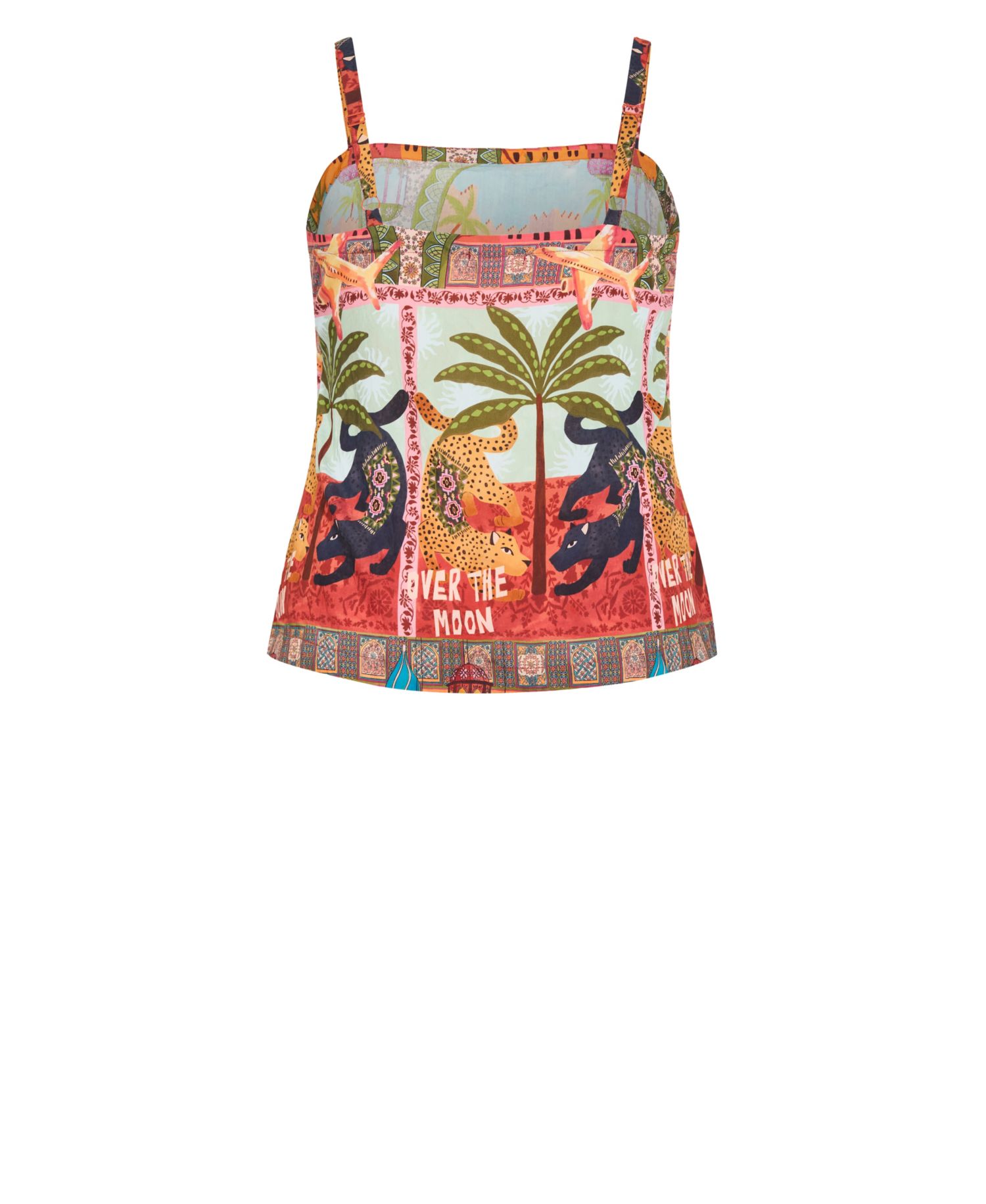 Plus Size Capri Paradise Square Neck Crinkle-Print Camisole