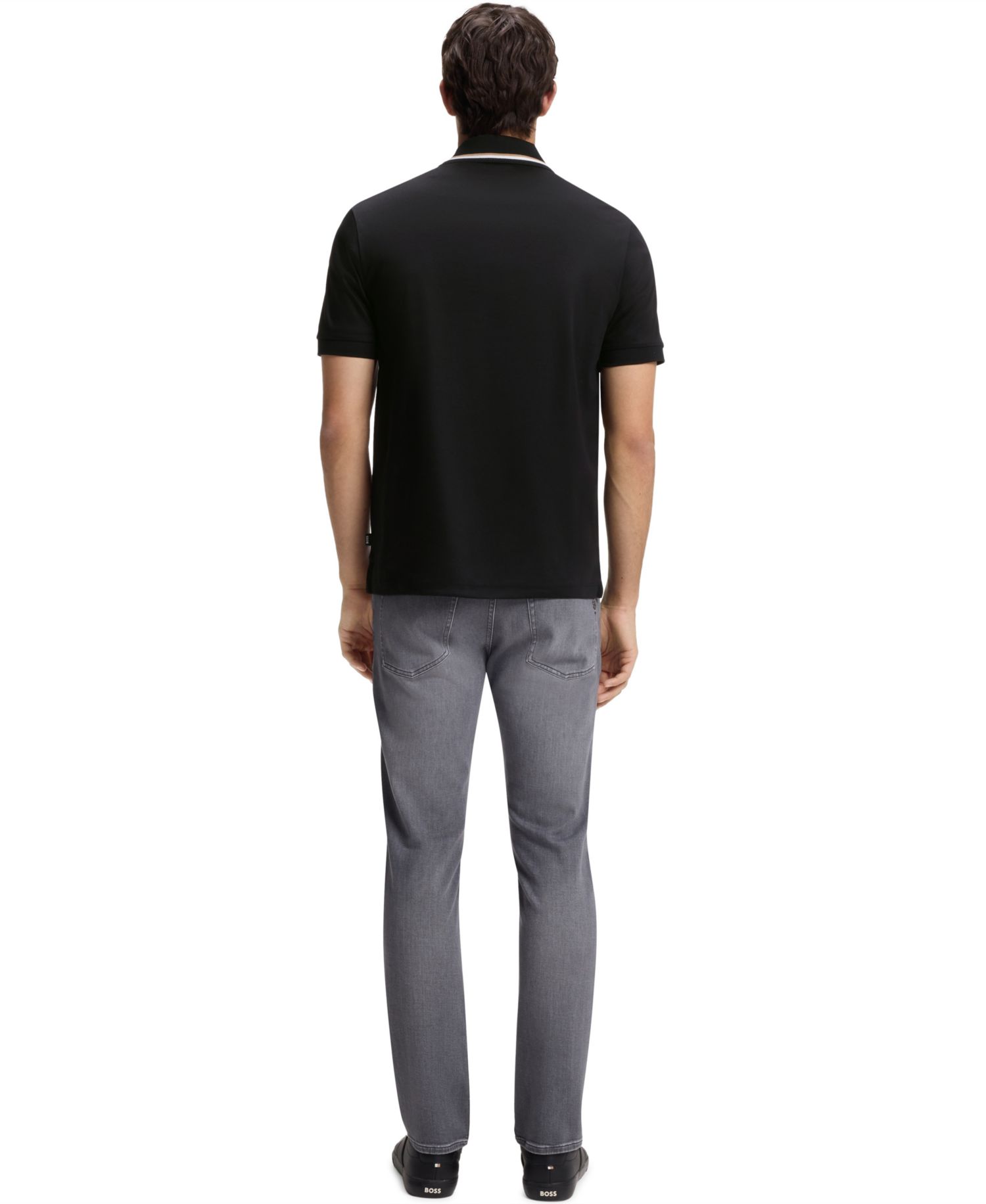 Men's Cotton Slim-Fit Striped Collar Polo Shirt