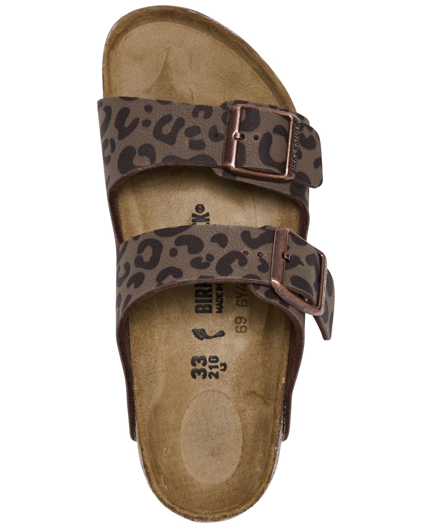 Сандалии Birkenstock Arizona Two-Strap Cork Footbed Leopard Print Sandals from Finish Line для девочек, цвет: Мокко — фото 5