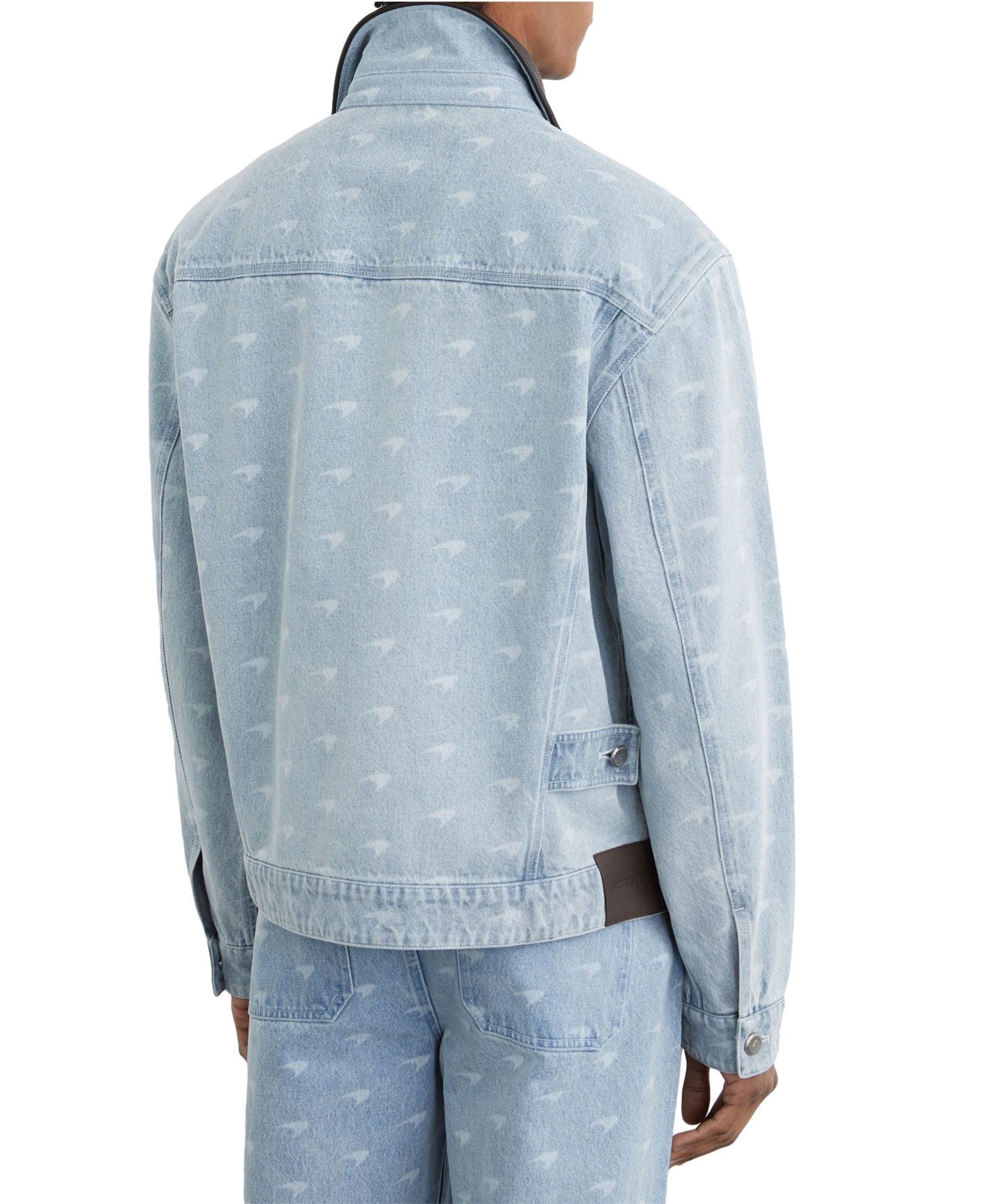 Men's Vortex McLaren Racing Grained-Leather-Collar Denim Jacket