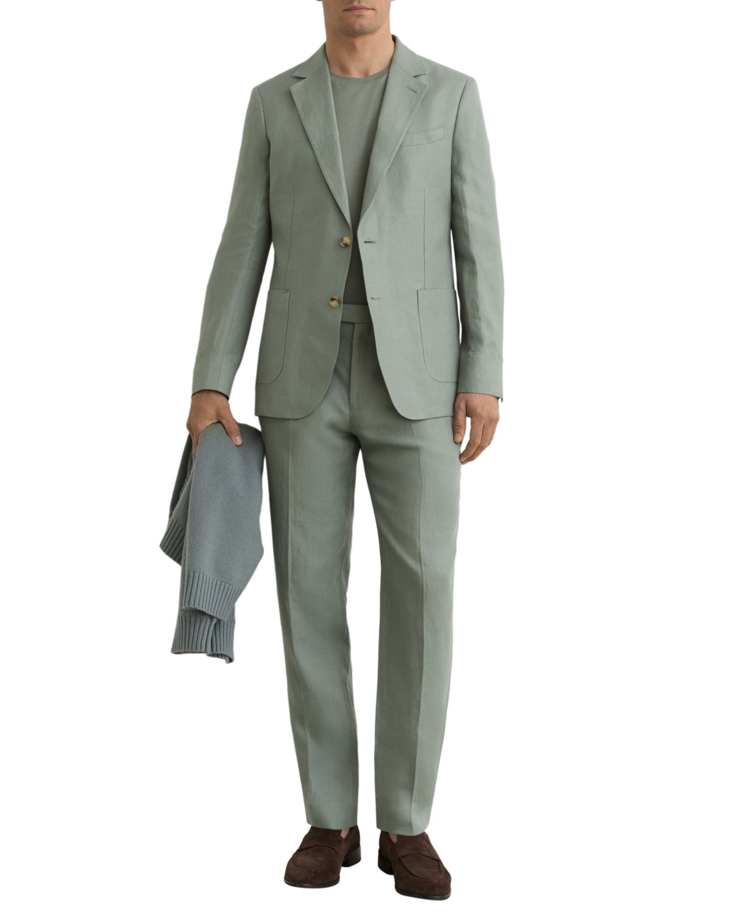 Men's Atlantic Linen-Twill Tailored-Fit Suit Pants