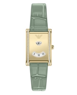 Women's Two-Hand Mystery Hour Green Leather Watch 23mm