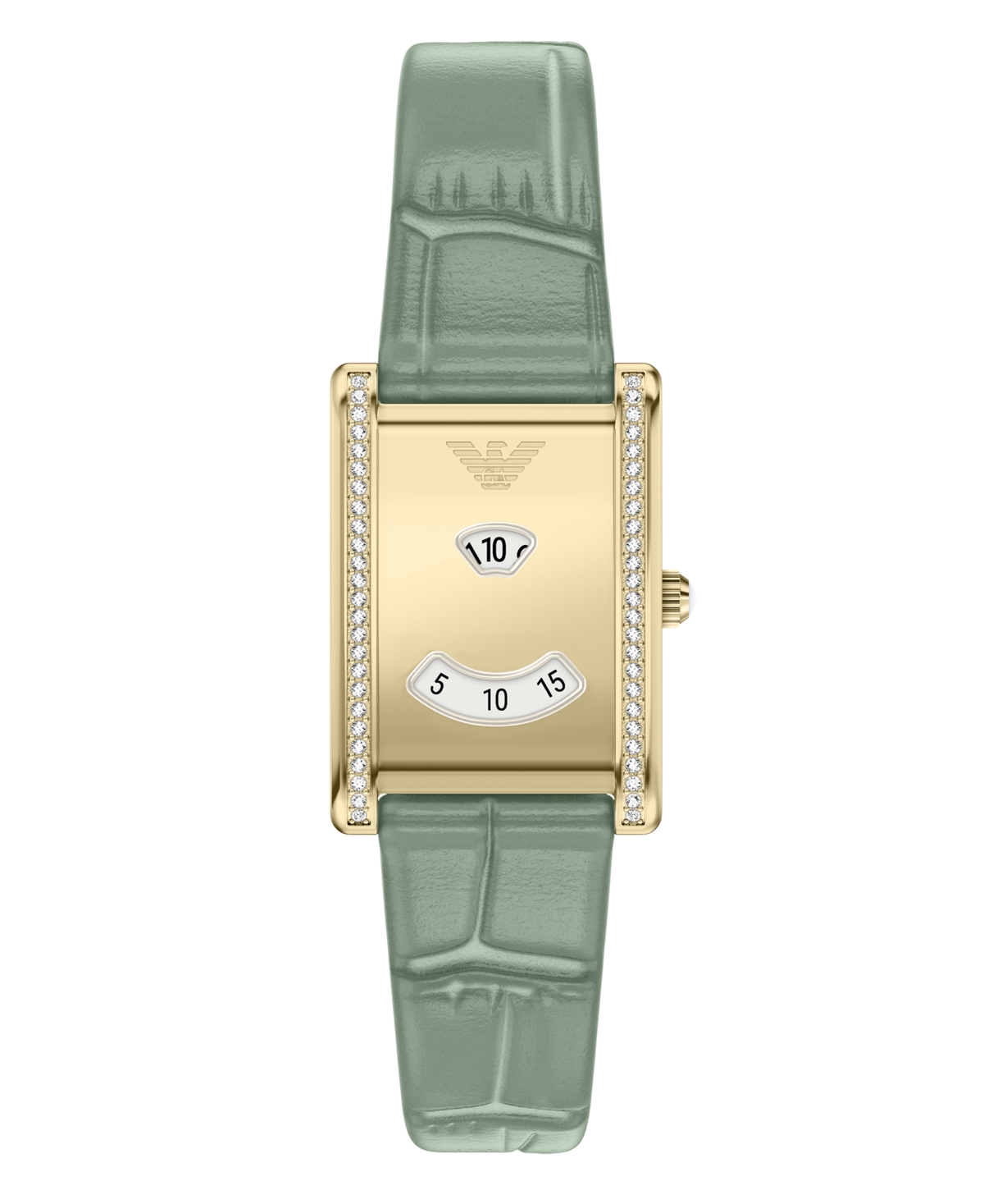 Emporio Armani Women's Two-Hand Mystery Hour Green Leather Watch 23mm