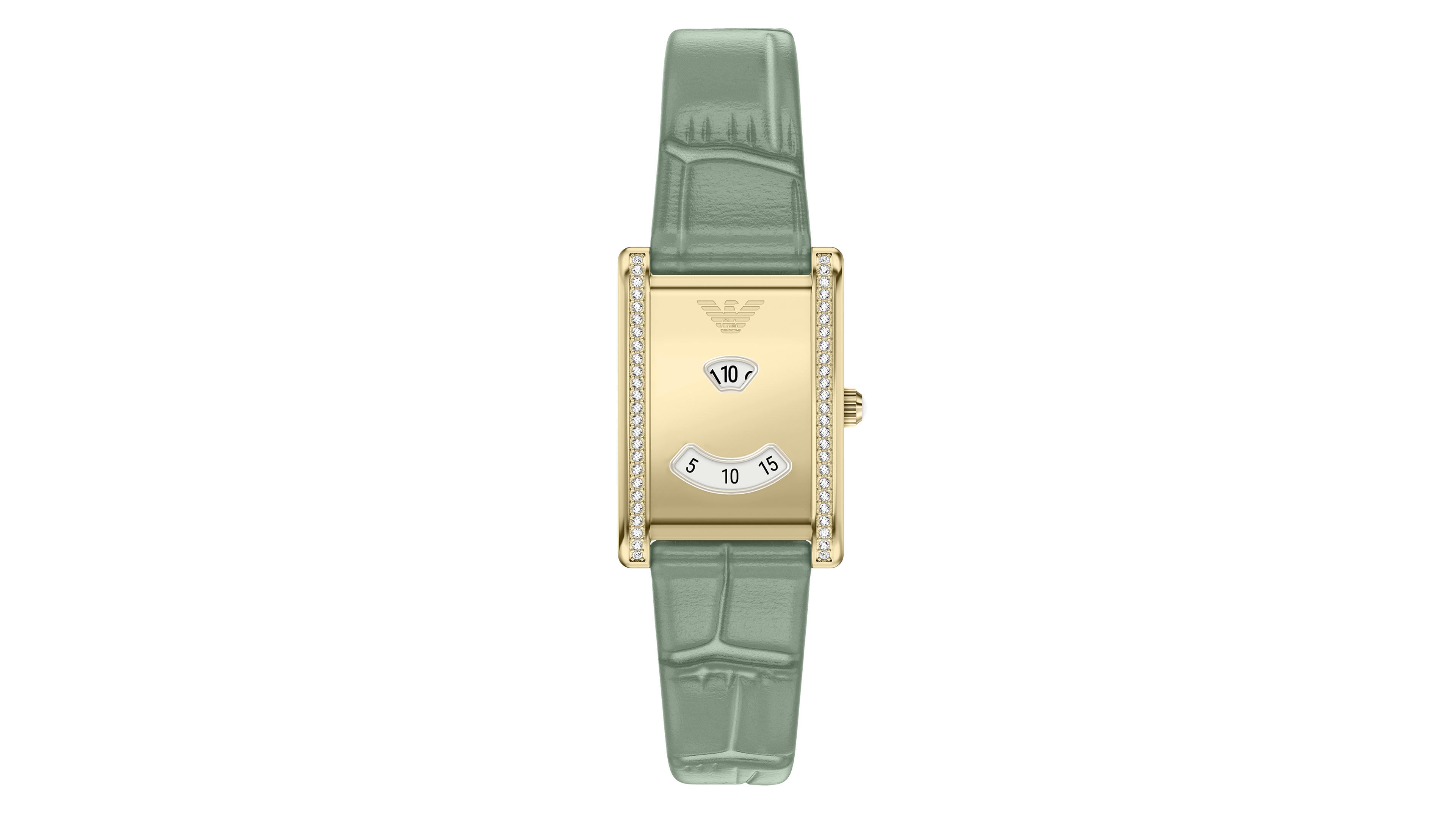 Emporio Armani Women's Two-Hand Mystery Hour Green Leather Watch 23mm