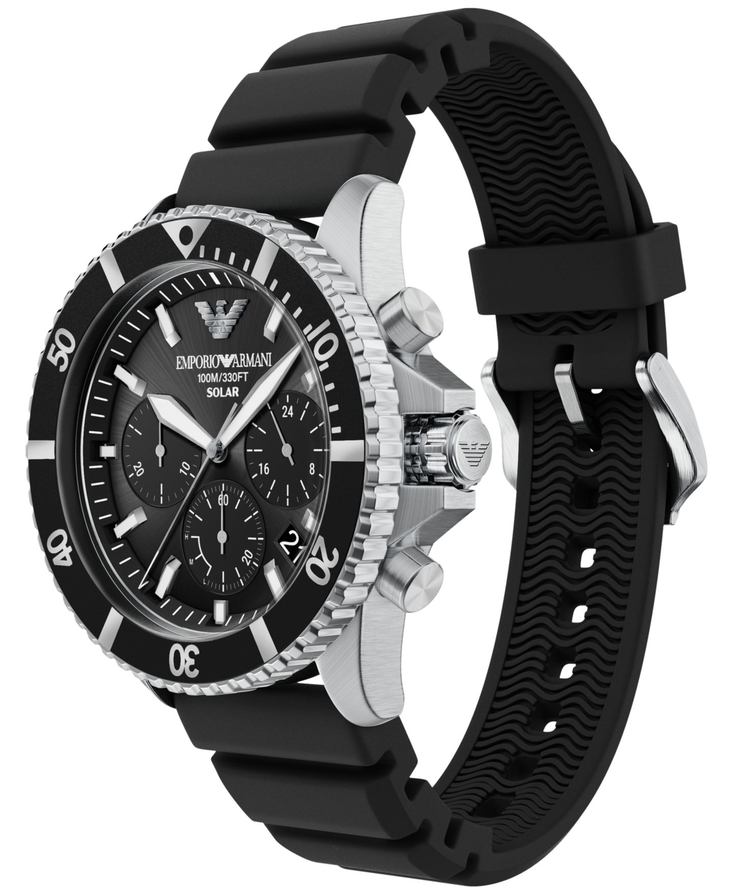 Мужские часы Emporio Armani World Explorer Solar Chronograph Black Silicone 44mm — фото 4