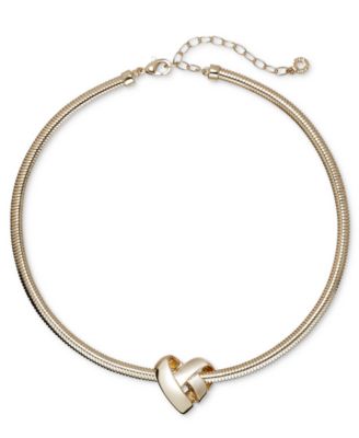 Gold-Tone Knotted Heart Pendant Necklace