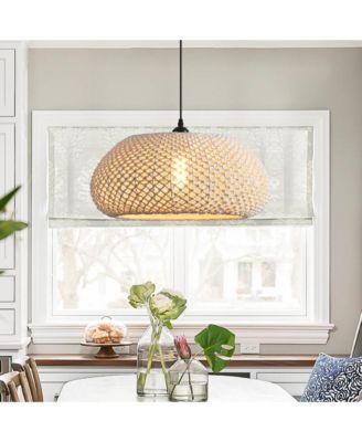 1-Light Rustic Hand-Woven Cotton Hanging Basket Pendant Light