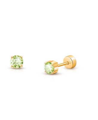 14K Gold on Titanium Crystal Birthstone Stud Screw Back Earrings