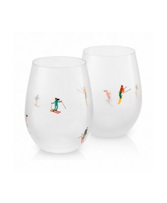 Ski Patrol Stemless Wine Glasses, Set of 2