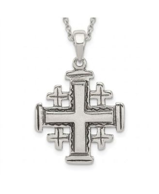 Antiqued Sterling Silver Jerusalem Crusader Cross Pendant