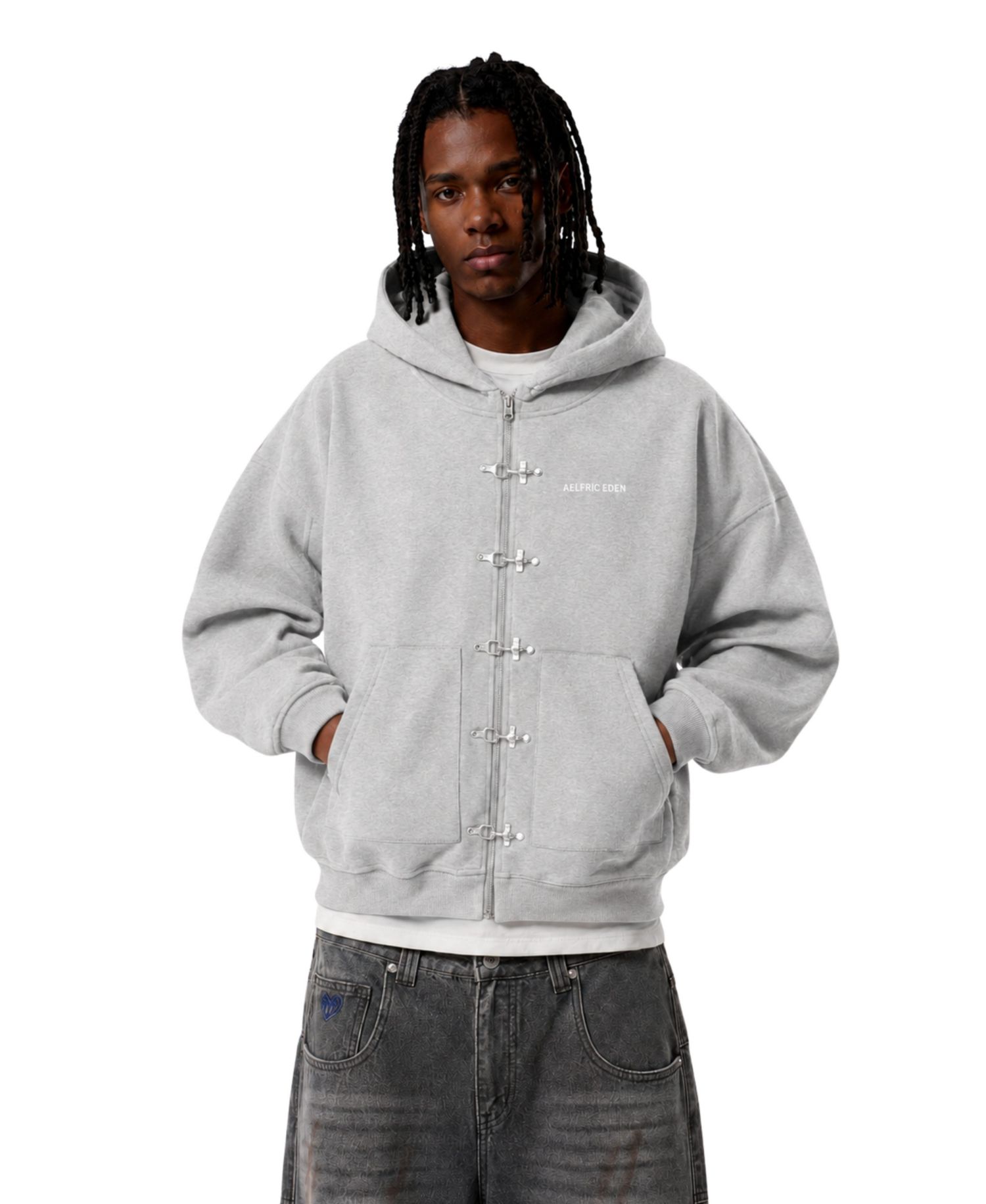 Men's Boxy Metal Toggle Zip Up Hoodie