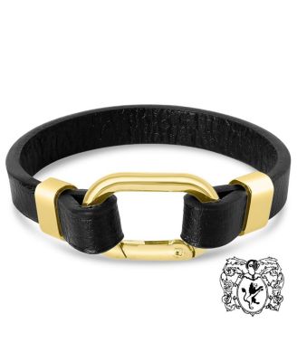 Men's Structured Leather Fancy Clasp Bracelet