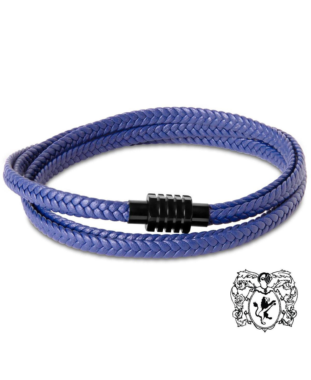 Bruno Magli Men's Braided Leather Wrap Bracelet - Indigo