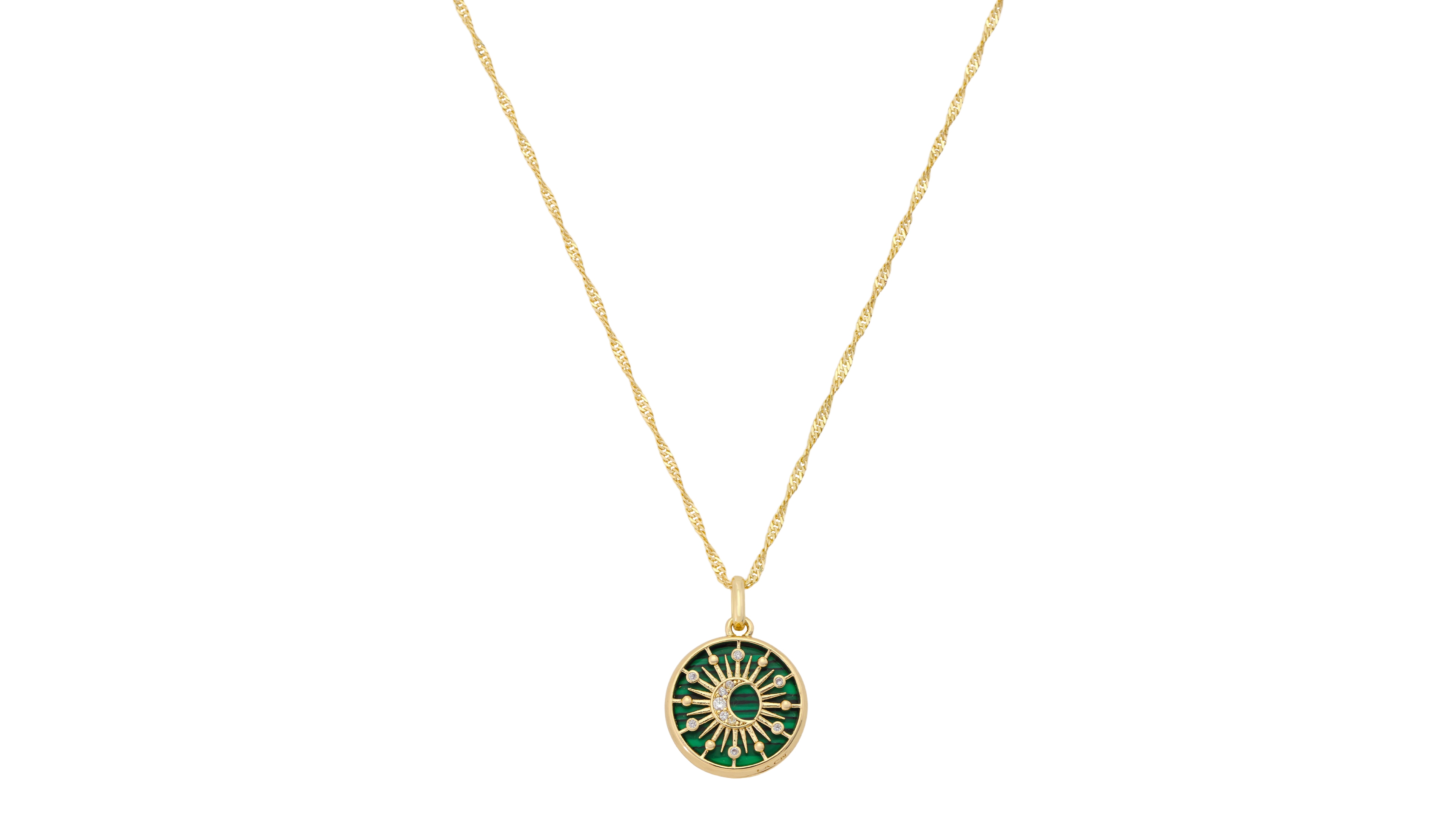 Unwritten Women's Cubic Zirconia and Malachite Sunburst Gold-Tone Necklace